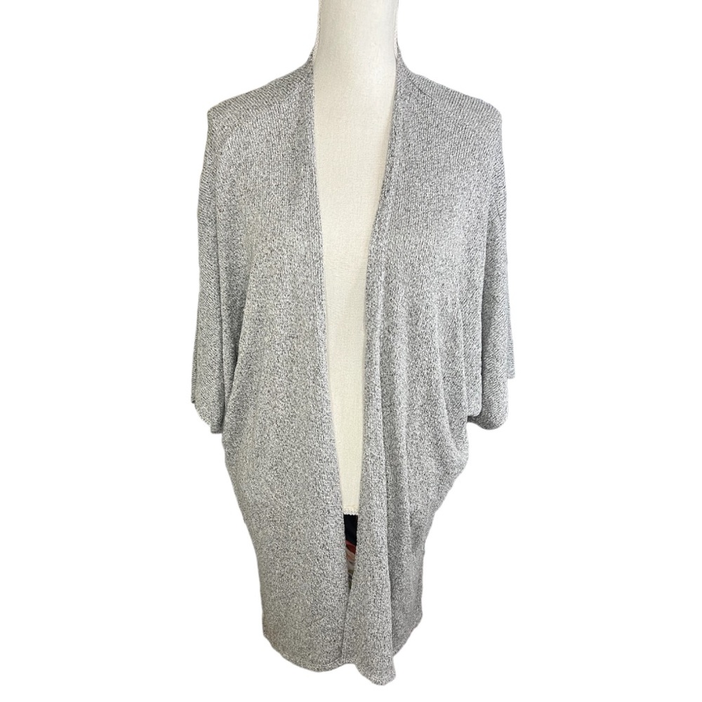 Audrey 3+1 Gray Long Open-Front Cardigan